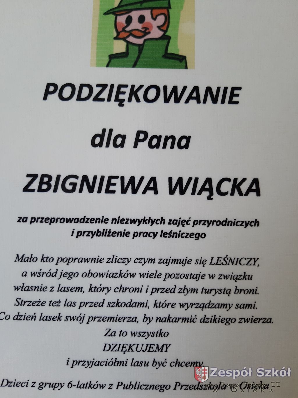 Zajęcia edukacji leśnej dla sześciolatków