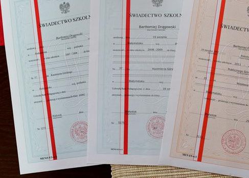 Harmonogram przekazywania świadectw