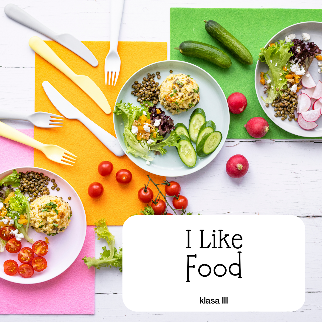 Uczennice klasy III na lekcjach języka angielskiego nagrały piosenkę „I like food”