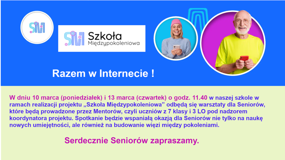 Szkoła Międzypokoleniowa - razem w Internecie!